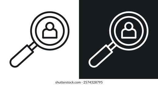 Recruitment icons in thin black and white stroke liner style