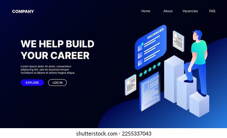 Recruitment Illustration Landing Page Concept. We help build your career. Vector illustration
