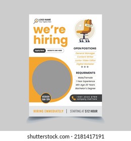 Recruitment job hiring vacancy advertisement flyer design template