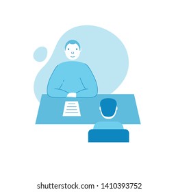 Recruitment, Job Interview, Candidate, Applicant, HR Management, Employability. Vector flat linear style - filled outline