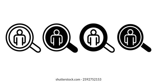 recruitment job search icon vector design simple black white color illustration set isolated