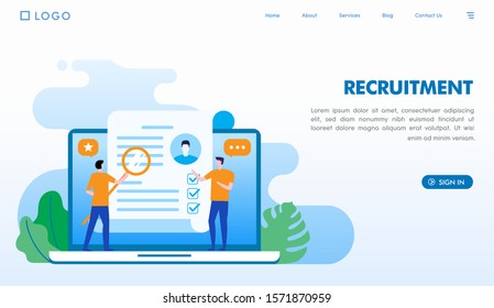 Recruitment landing page website illustration vector flat design 