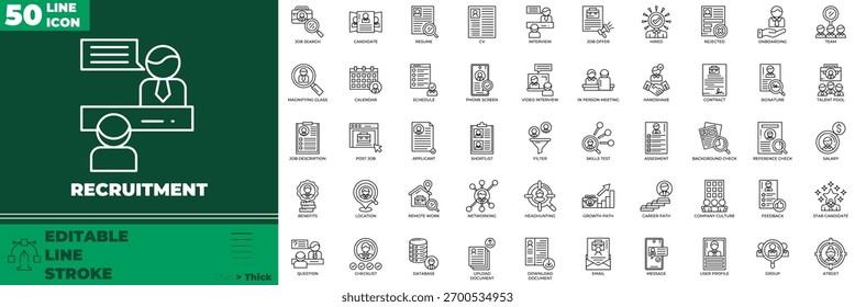 Recruitment Line Editable Icons set.