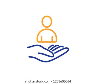 Recruitment line icon. Business management sign. Employee or human resources symbol. Colorful outline concept. Blue and orange thin line color icon. Recruitment Vector