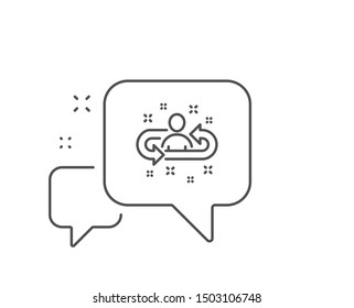 Recruitment line icon. Chat bubble design. Business management sign. Employee or human resources symbol. Outline concept. Thin line recruitment icon. Vector