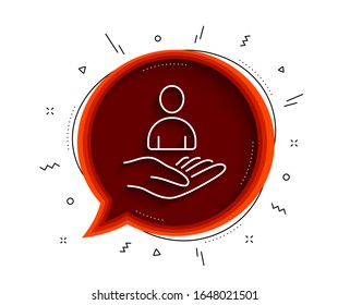 Recruitment line icon. Chat bubble with shadow. Business management sign. Employee or human resources symbol. Thin line recruitment icon. Vector