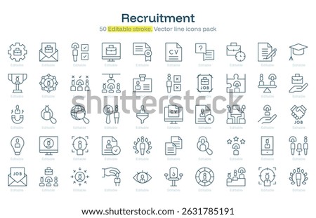 Recruitment line icon pack. Recruitment Stroke icon set. Editable Stroke icon
