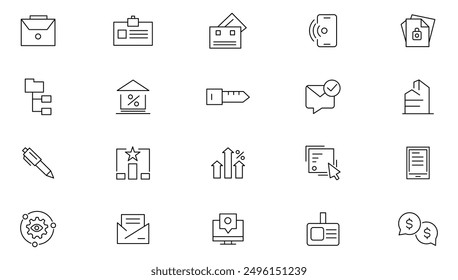 Recruitment line icon set. Headhunting, career, insurance, bonus, leadership, abilities, conflict resolution, interview, job fair, screening, short listed Outline icon collection. UI thin icon pack.