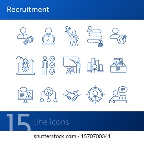 Recruitment line icon set. Startup, success, leader, manager. Human resource concept. Can be used for topics like career, leadership, project management