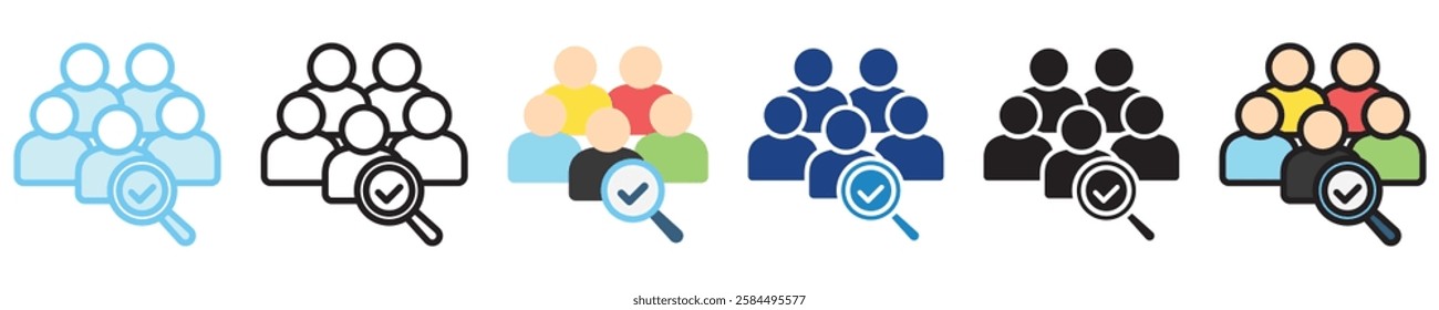 Recruitment multi-style icon, outline, flat, glyph, dual tone, line color. For UI, UX, app and web development, digital or print. for industry, education, business, financial, Human Resources theme.