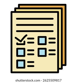 Recruitment papers icon. Outline recruitment papers vector icon color flat isolated