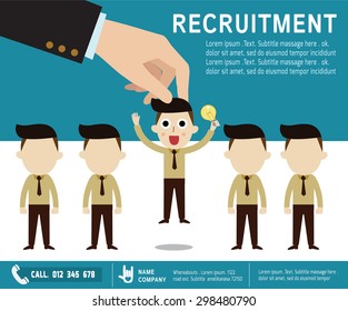 recruitment. 	 picking the right candidate professional . Isolated on  background Flat design vector illustration concept.