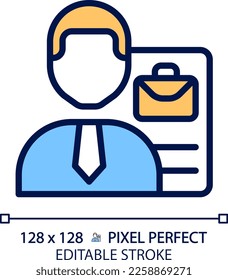 Recruitment pixel perfect RGB color icon. Hiring process. Choosing candidate. Job position. Headhunting. Application. Isolated vector illustration. Simple filled line drawing. Editable stroke
