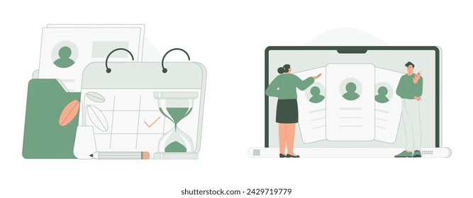 Recruitment Plan and Talent Management. Flat Cartoon Vector Illustration. Vector illustration, suitable for web landing page, ui, mobile app.