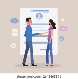 Recruitment process concept, vector illustrations