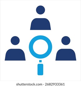 Ilustração do Vetor de Ícone Azul Plano do Processo de Recrutamento
