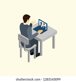 Recruitment Process People Business Meeting Conference Flat Icon Vector Graphic Download Template