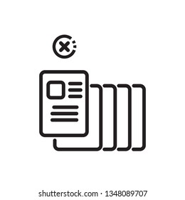 The recruitment process. Rejected resume line icon. Vector illustration.