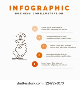 recruitment, search, find, human resource, people Infographics Template for Website and Presentation. Line Gray icon with Orange infographic style vector illustration