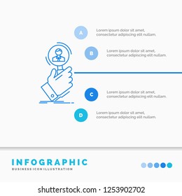 recruitment, search, find, human resource, people Infographics Template for Website and Presentation. Line Blue icon infographic style vector illustration
