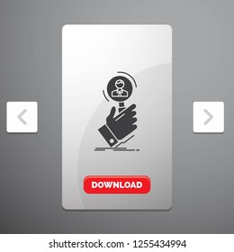 recruitment, search, find, human resource, people Glyph Icon in Carousal Pagination Slider Design & Red Download Button