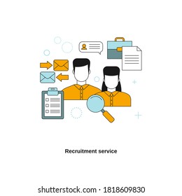Concepto de servicio de contratación. Plantilla de vectores para sitio web, sitio web móvil, página de inicio, ui.