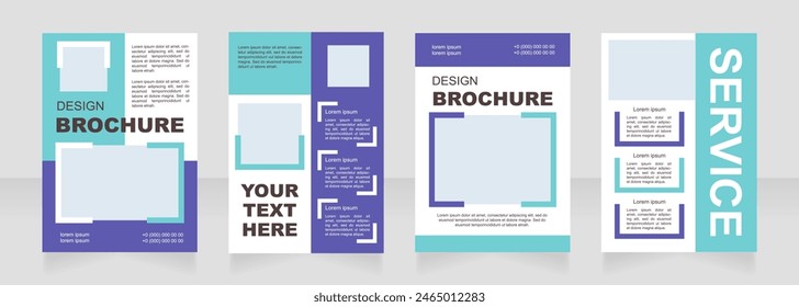 Recruitment service purple and cyan blank brochure layout design. Vertical poster template set with empty copy space for text. Premade corporate reports collection. Editable flyer paper pages