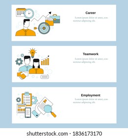 Recruitment service, Teamwork, Employment. Vector template for website, mobile website, landing page, ui.