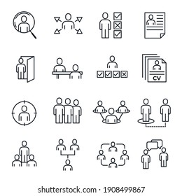 Recruitment set Icon. Head Hunting Related Vector symbol for your infographics web site design illustration