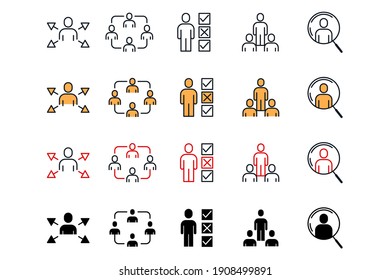 Recruitment set Icon. Head Hunting Related Vector symbol for your infographics web site design illustration