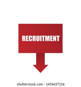 Recruitment sign,label. Recruitment speech bubble. Recruitment tag sign,banner. designed as banner for finding showing to work for company or become a new member