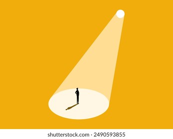 Recruitment of skilled people. Businessman standing in the spotlight