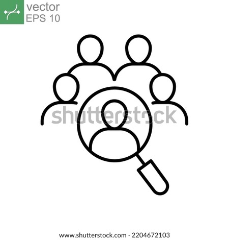 Recruitment or staff selection for find right person in business team. team hiring. Search for employees and human resources. Find team icon. Vector illustration. Design on white background. EPS 10