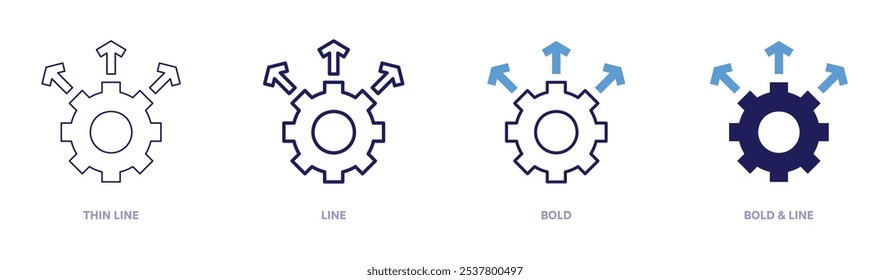 Recruitment strategies icon in 4 different styles. Thin Line, Line, Bold, and Bold Line. Duotone style. Editable stroke.
