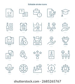 Recruitment stroke icon. Recruitment line icon set. editable stroke icon pack