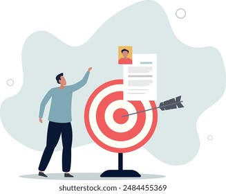 Recruitment target, choosing best candidate to fill in job vacancy, HR Human Resources find perfect talent for interview concept.flat design.illustration with people.