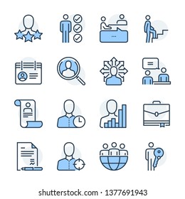 Recruitment theme icon set. The set is vector, colored and created on 64x64 grids.