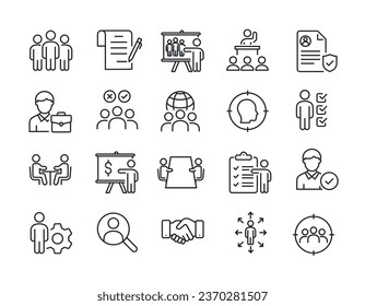 Recruitment thin line icons. For website marketing design, logo, app, template, ui, etc. Vector illustration.