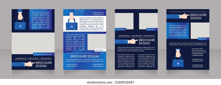 Recruitment tool investing blank brochure layout design. Vertical poster template set with empty copy space for text. Premade corporate reports collection. Editable flyer 4 paper pages
