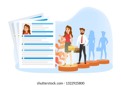 Recruitment web banner. Idea of HR and employment. Hiring and searching employee. Isolated flat vector illustration