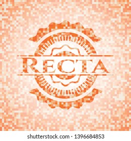 Recta abstract emblem, orange mosaic background