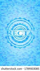Recta sky blue emblem with mosaic ecological style background. 