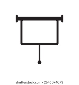 Rectangable projector screen icon. Vector of hanging screen for presentations or video projections.