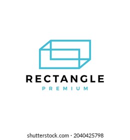 rectangle 3d perspective logo vector icon illustration