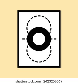 rectangle A4 A3 landscape framed poster dark moon full ring line minimalist balck abstract creative style, Hand drawn for wallpaper wall decor fabric postcard cover template banner