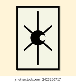 rectangle A4 A3 landscape framed poster crescent moon line shine sun minimalist balck abstract creative style, Hand drawn for wallpaper wall decor fabric postcard cover template banner