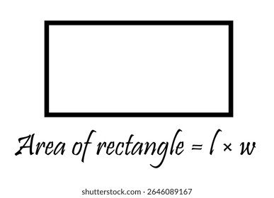 Área de retângulo comprimento da fórmula geometria forma matemática educação aprendizagem diagrama ilustração