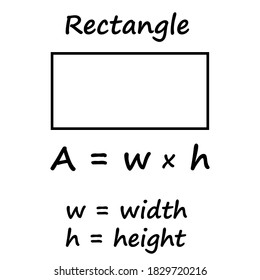 Rectangle area formula mathematical formula on white paper background