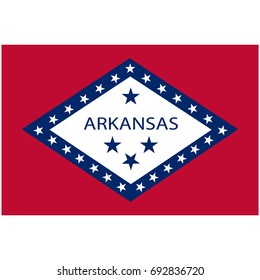 Rectangle Arkansas state flag vector icon isolated on white background. USA Arkansas state flag button