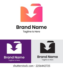 
Rectangle arrow download logo design
